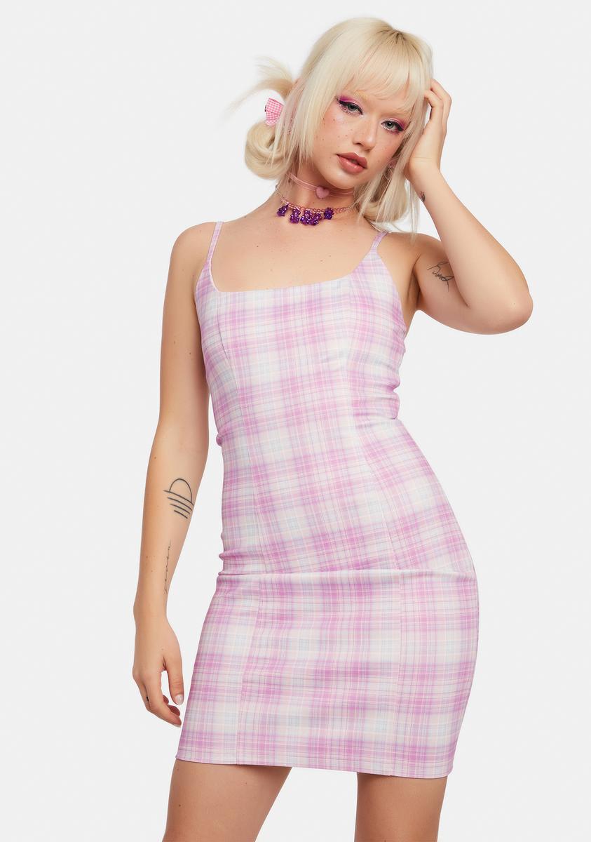 Plaid Bodycon Dress - Blush Plaid Bodycon Dress - Blush