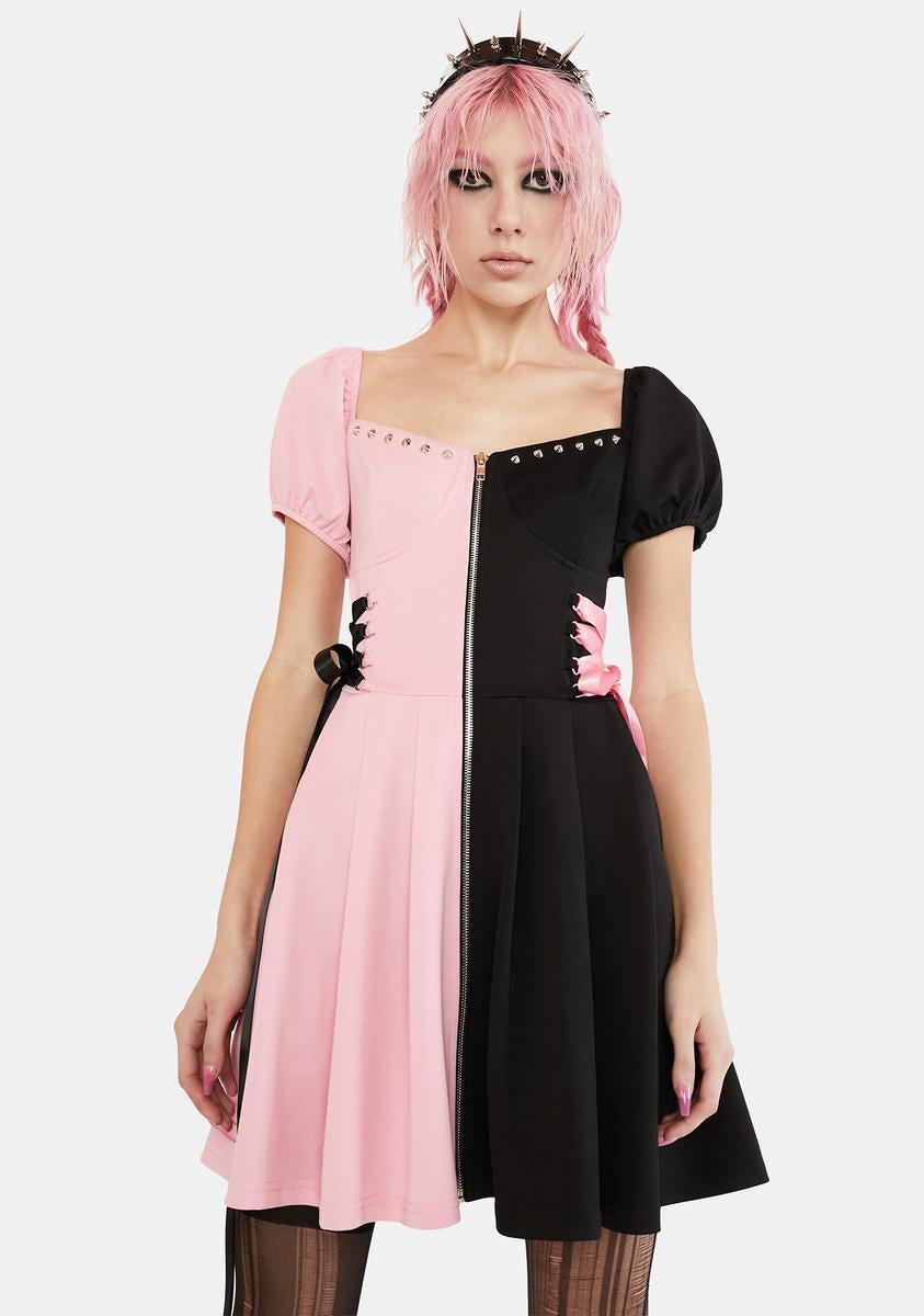 black and pink funeral dress Hepburn Style Black Pink Bow Tie Flower Long Prom Dresses