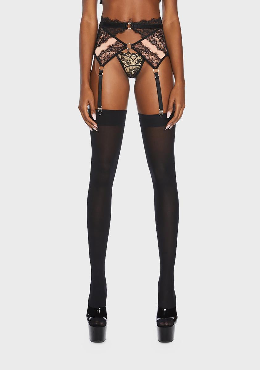 Thistle and Spire Satin Lace Garter Belt - Black  Dolls Kill