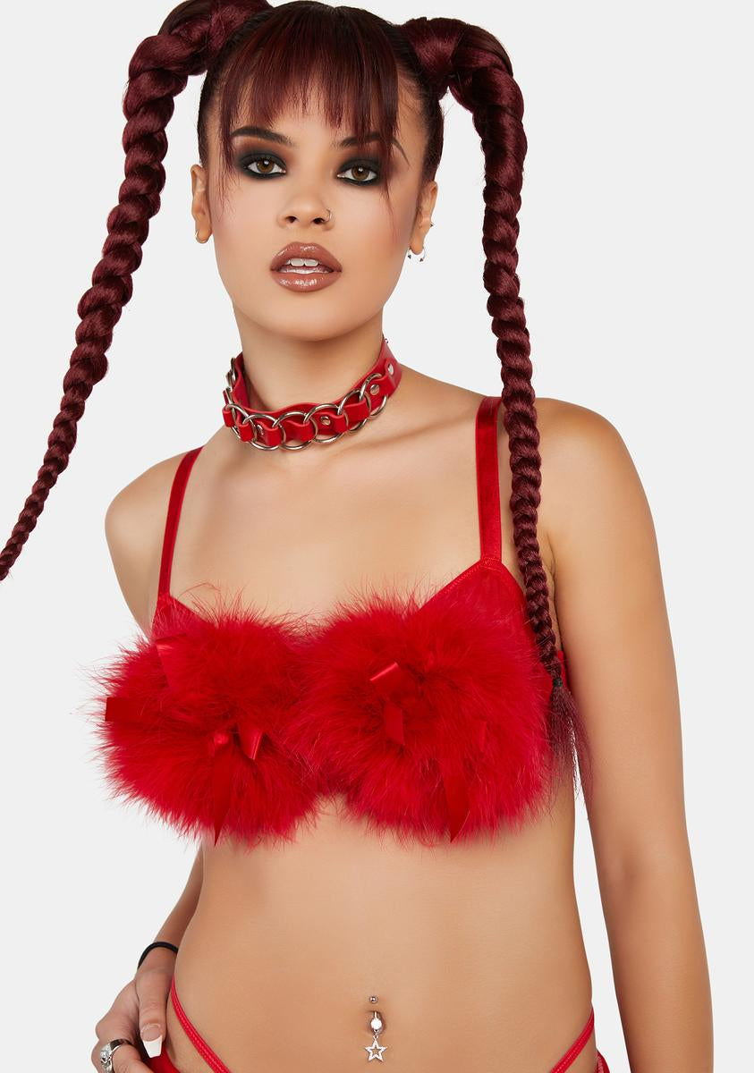 Playful Promises Marabou Fur Bra - Red Dolls Kill Playful Promises Marabou Fur Bra - Red Dolls Kill