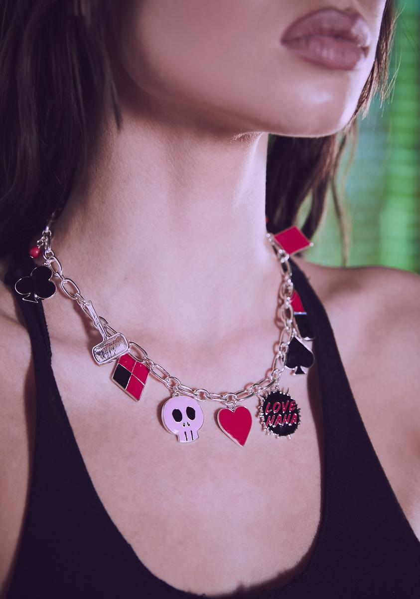 Dolls Kill x DC Comics Harley Quinn Charm Choker Necklace
