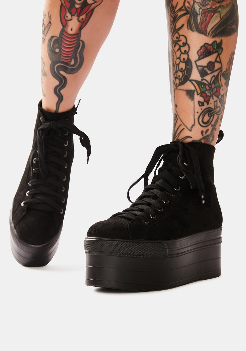 Lamoda Platform Sneakers Black Suede – Dolls Kill