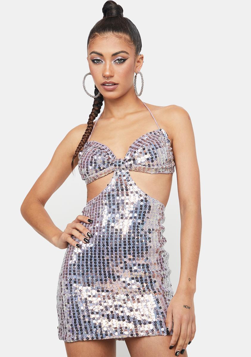 Sequin Halter Mini Dress - Purple  Dolls Kill