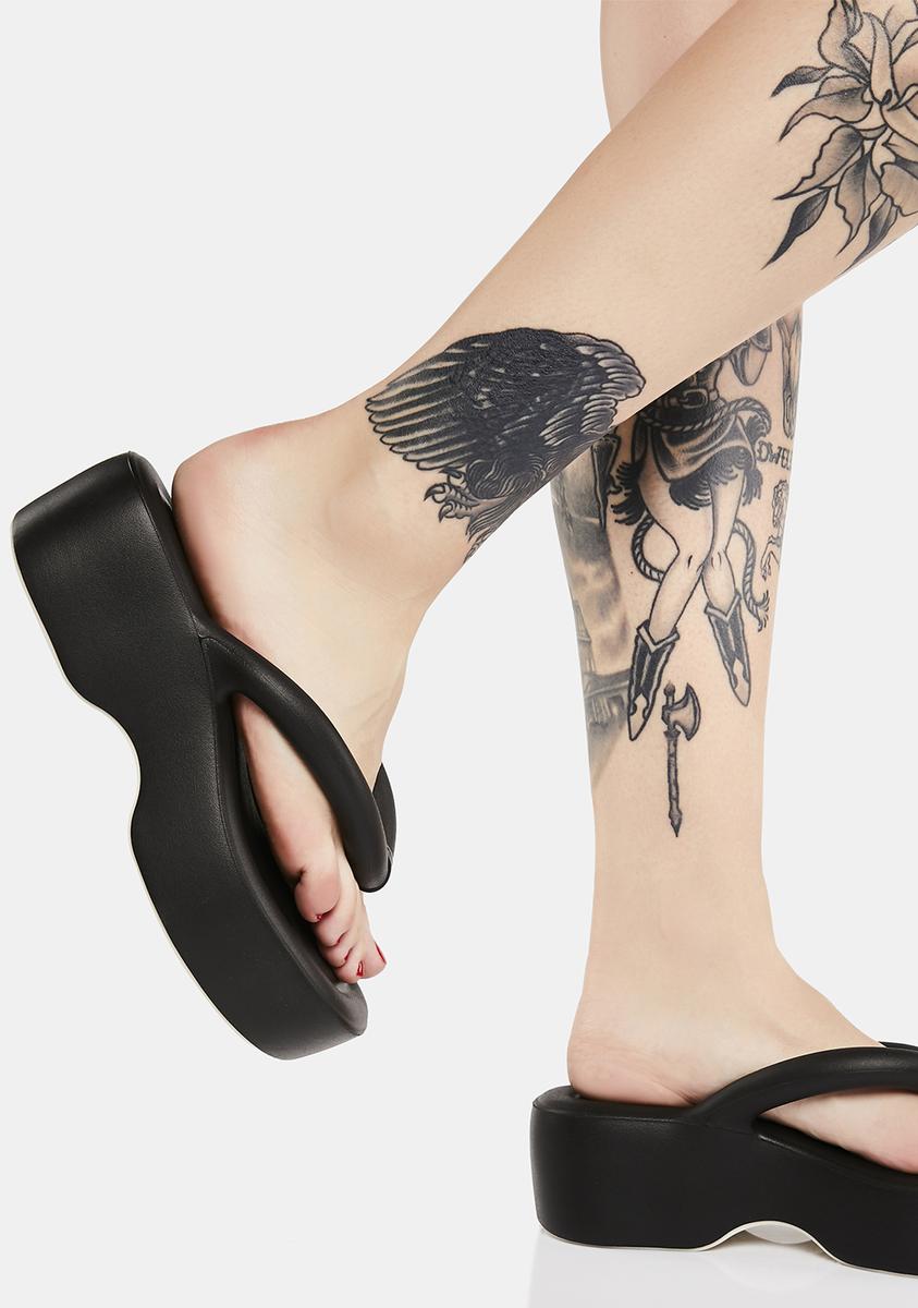 Melissa PVC Platform Thong Sandals Black
