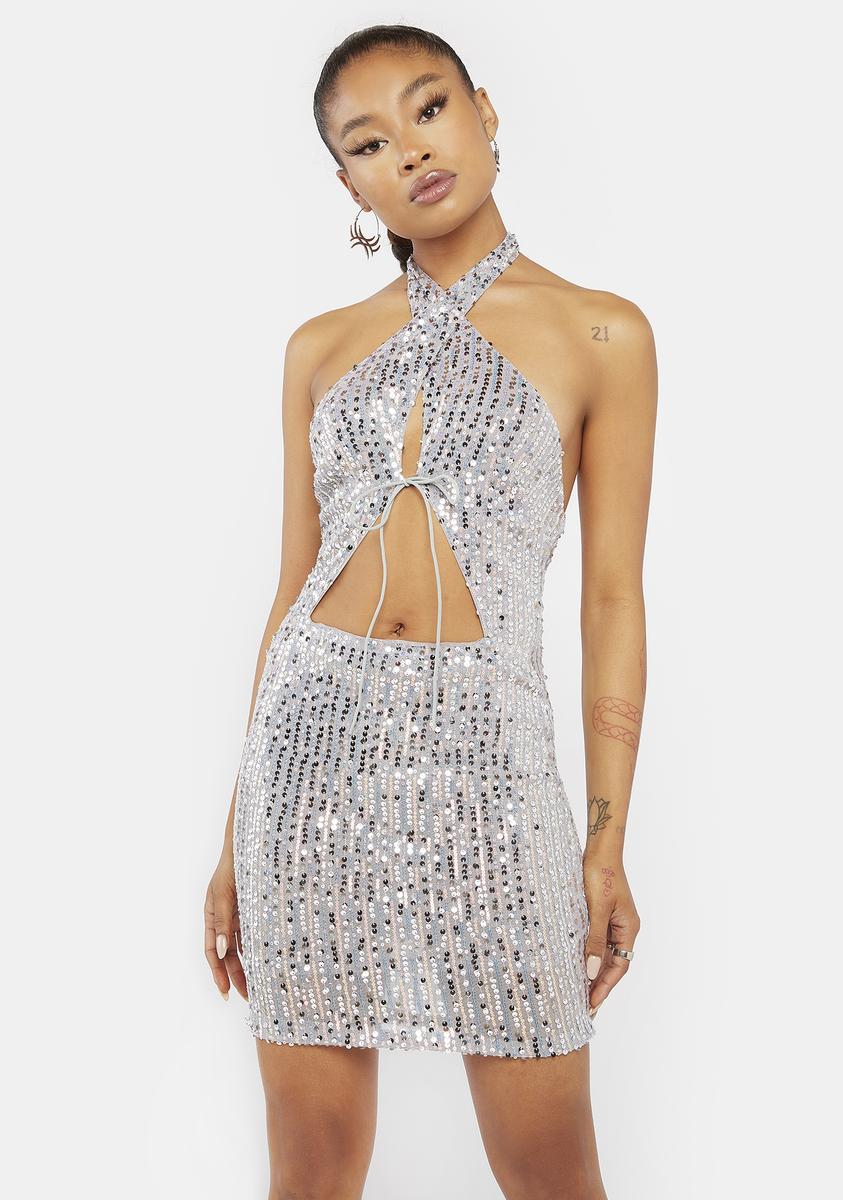 Sequin Mini Cut Out Halter Dress Sequin Mini Cut Out Halter Dress