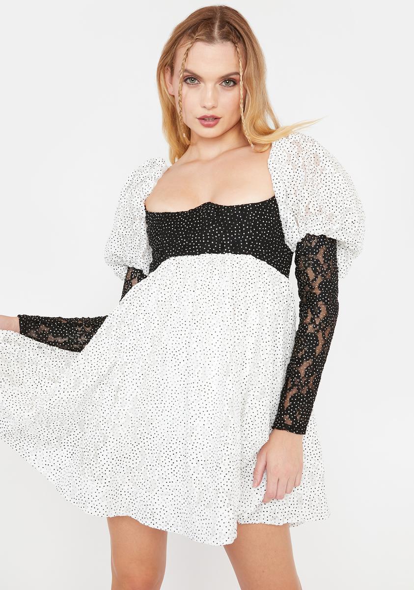 for love and lemons black and white dress For Love & Lemons scoop neck Velvet Mini dress with lace trim ruffles in Black