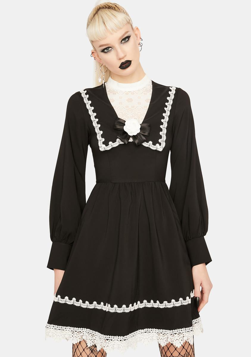 Dark In Love Preppy Lace Mini Dress - Black Dark In Love Preppy Lace Mini Dress - Black