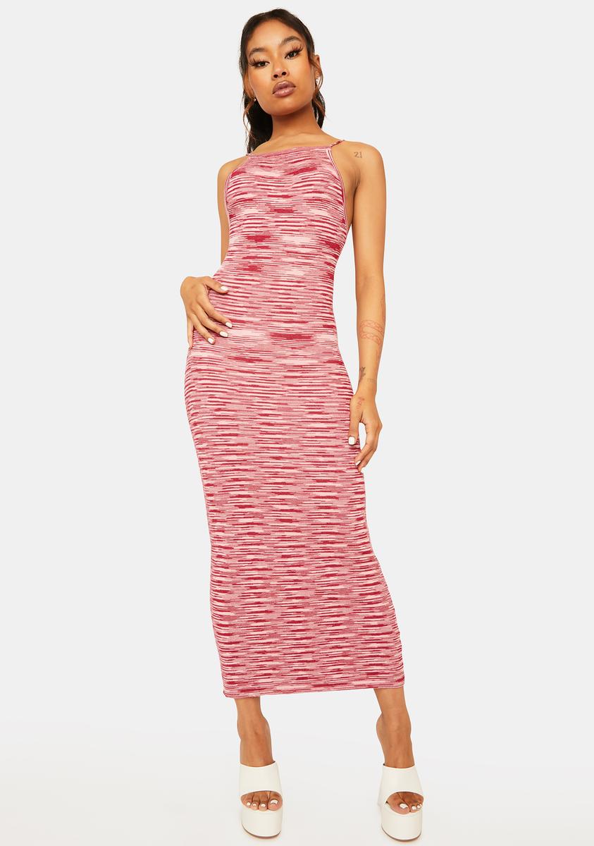 Space Dye Open Back Knit Maxi Dress - Pink Dolls Kill Space Dye Open Back Knit Maxi Dress - Pink Dolls Kill