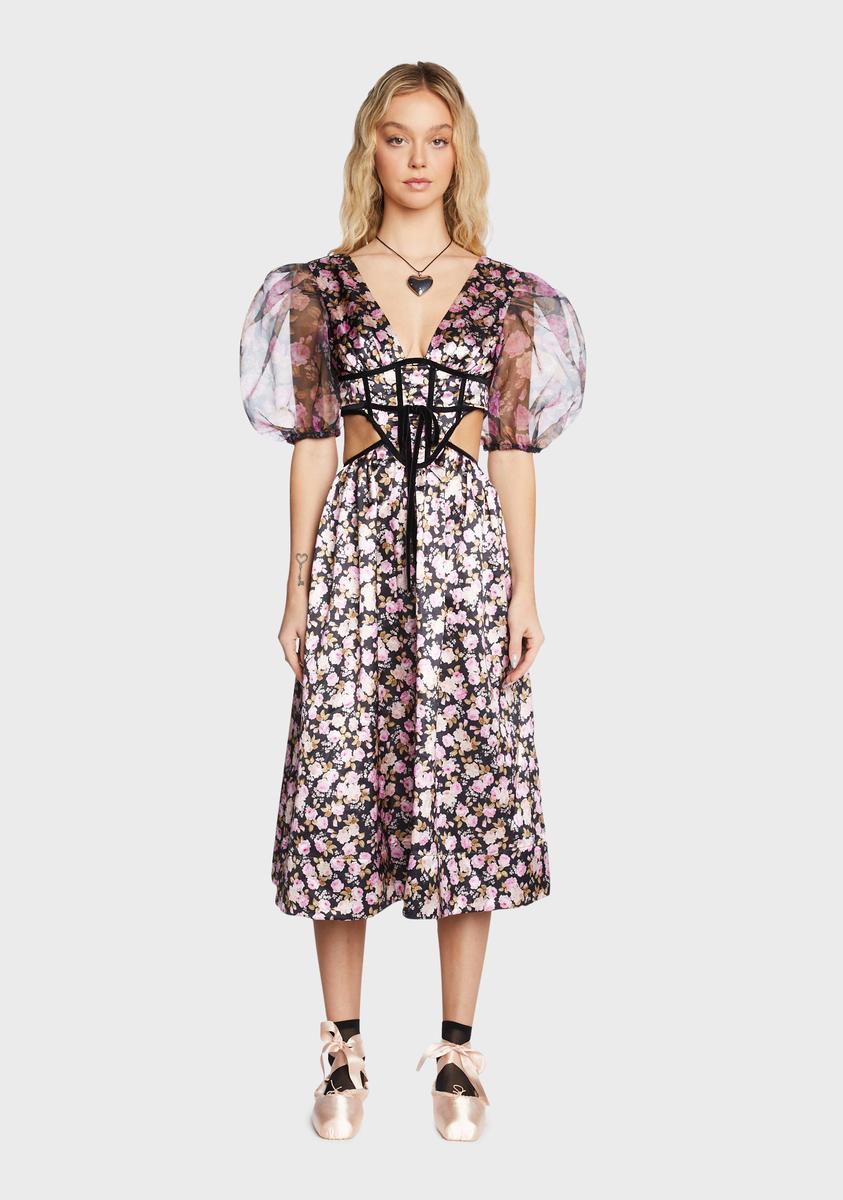 for love and lemons floral midi dress For Love & Lemons Isadora Midi Dress by For Love & Lemons at Free People, Size: XS