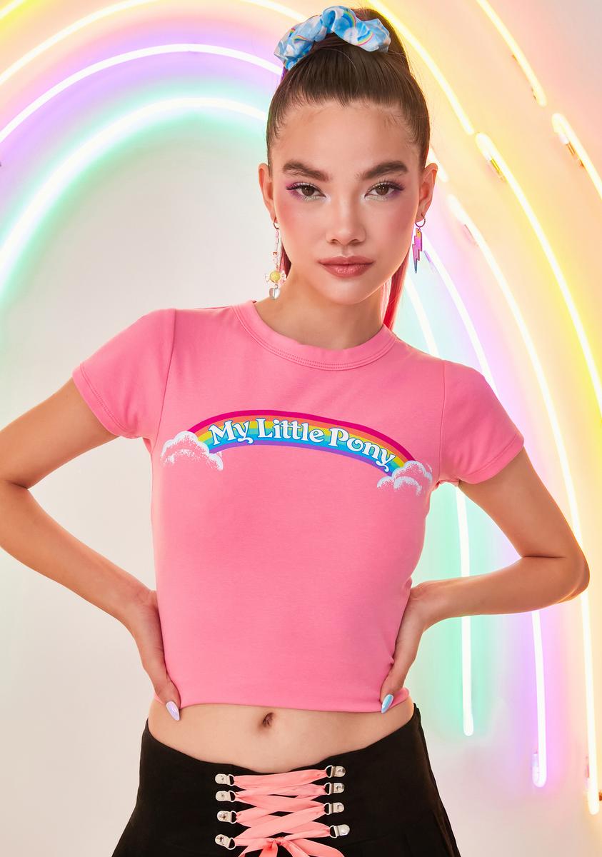 Dolls Kill x My Little Pony Rainbow Graphic Tee Pink