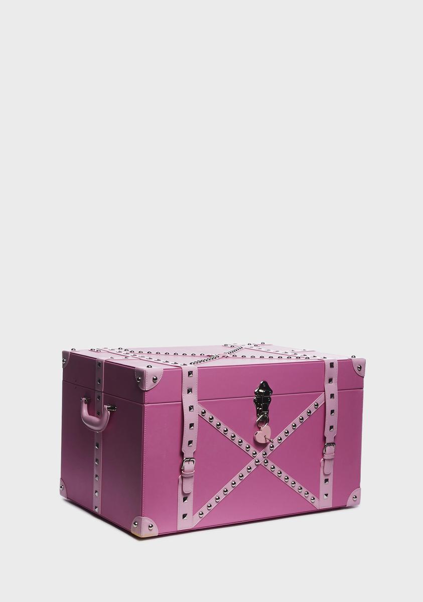 Dolls Home Vegan Leather Stud Trunk Case - Pink