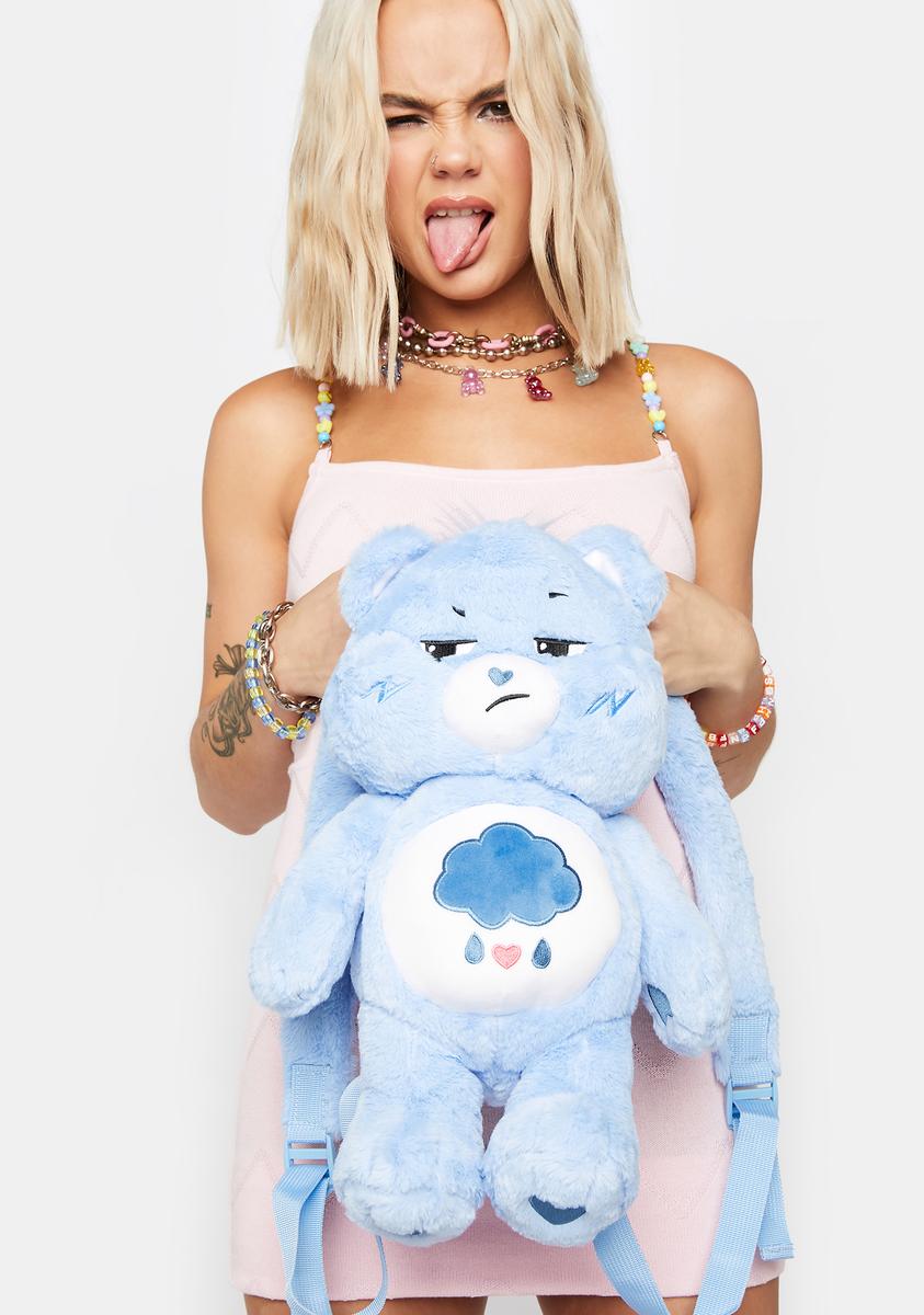 grumpy bear mini backpack Grumpy Bear Faux Fur Embroidered Cloud Heart Backpack