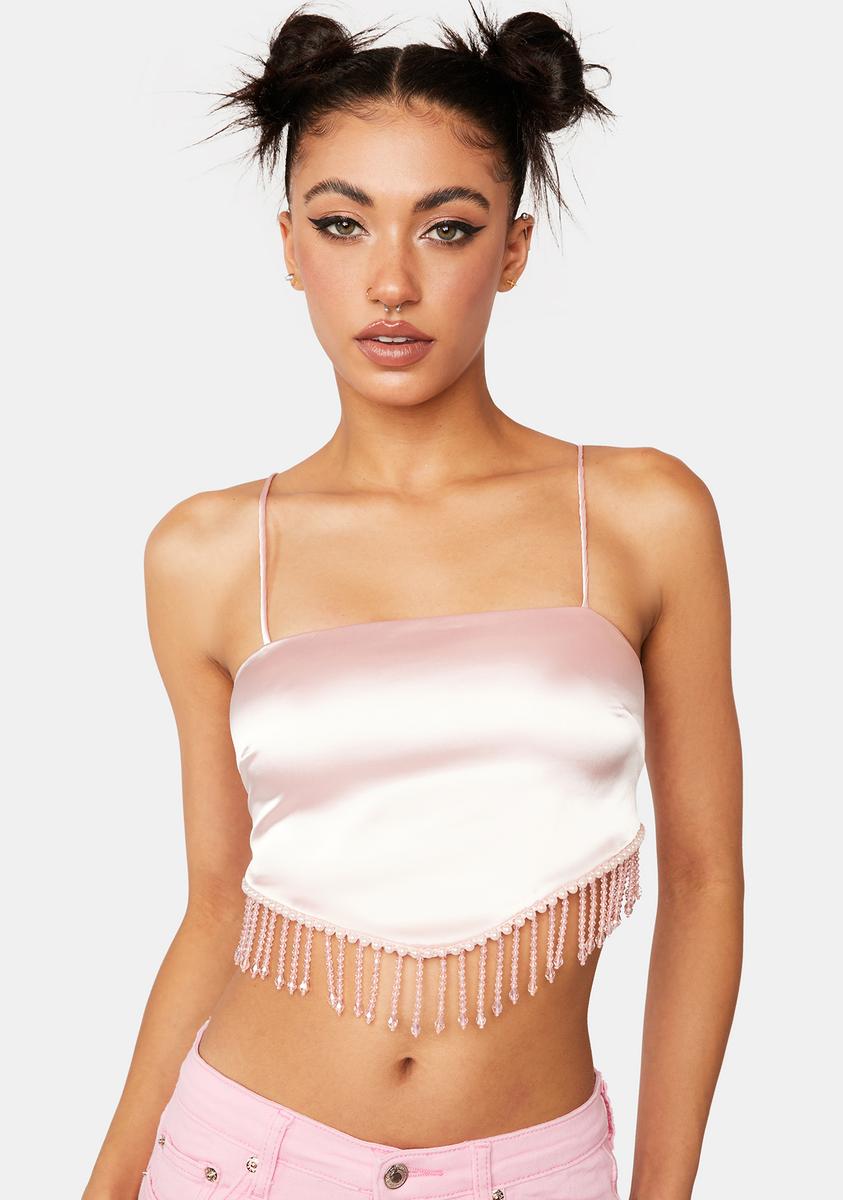 satin open back crop top