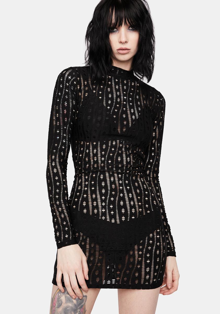 Edikted Long Sleeve Textured Mini Dress - Black Edikted Long Sleeve Textured Mini Dress - Black