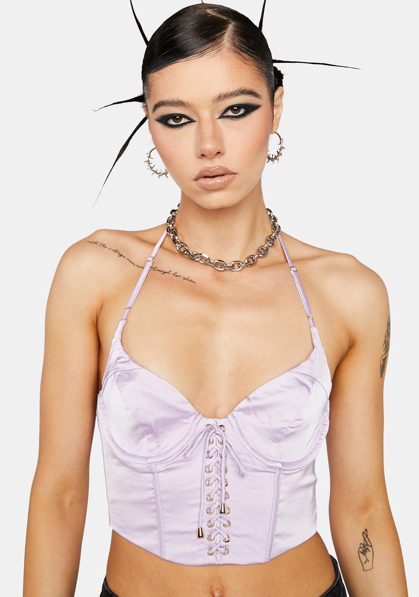 purple bustier crop top