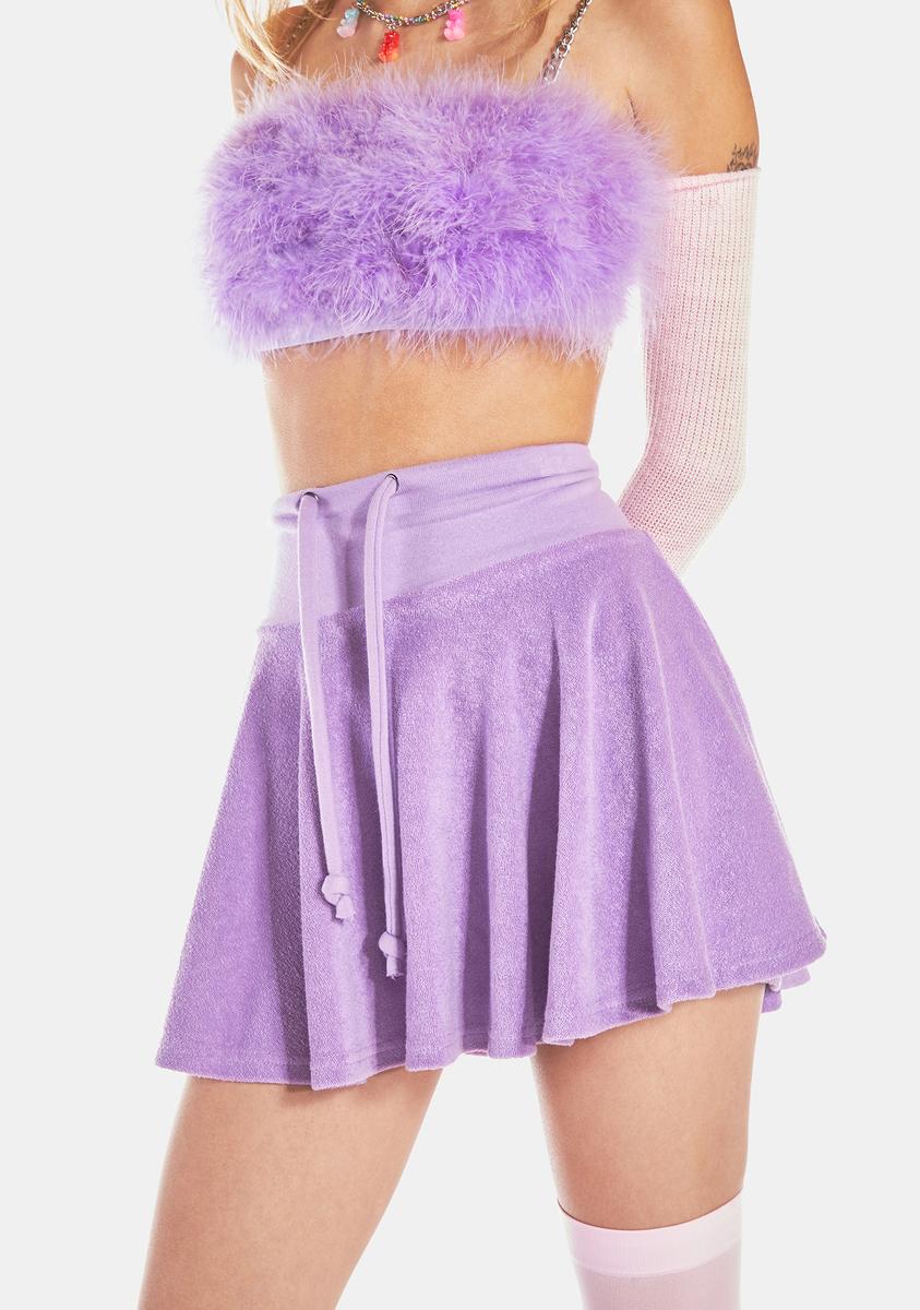 Terry Cloth Pleated Skirt Purple – Dolls Kill - Main Image