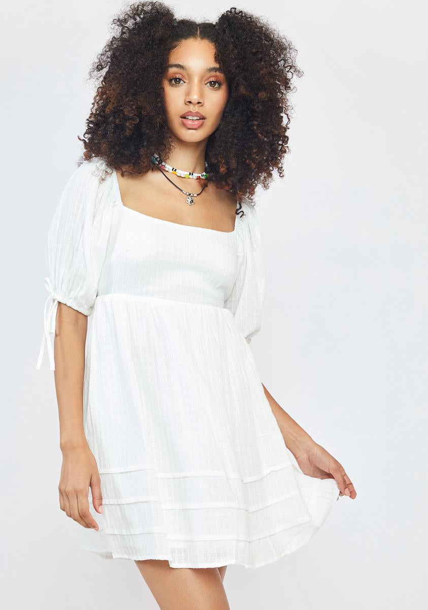 strapless open back dress White Graduation Dress – Babydoll Mini Dress main image 1