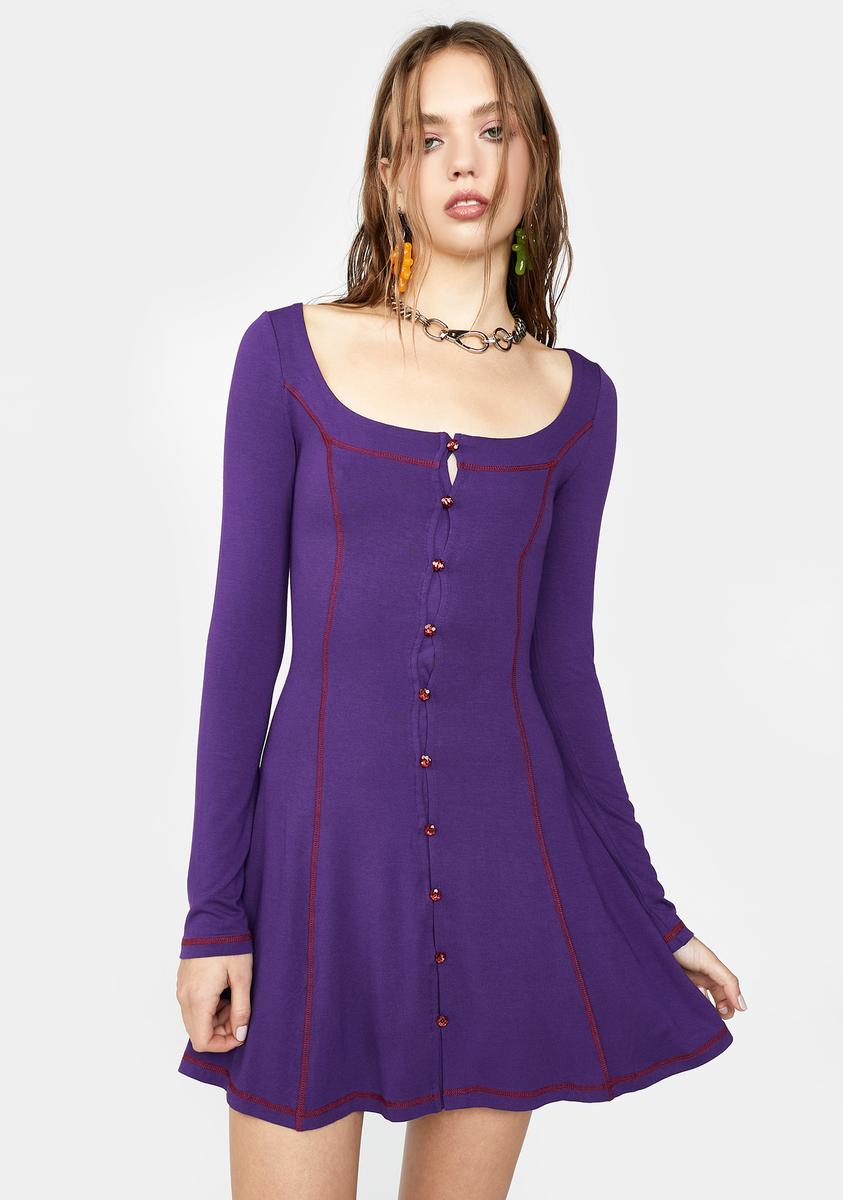 Delia's Contrast Stitch Button Up Fit And Flare Dress