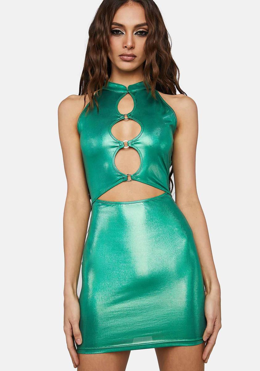 Simmi Green Cutout Sleeveless Mini Dress  Dolls Kill