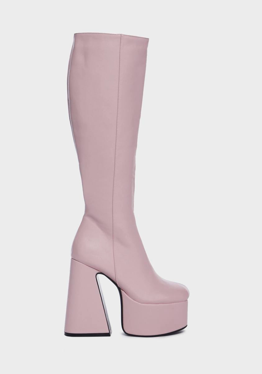 Lamoda Platform Knee High Boots - Pink