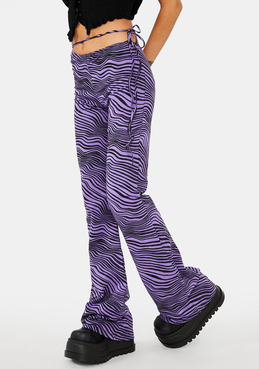 Motel Zebra Print Flare Trousers - Purple – Dolls Kill