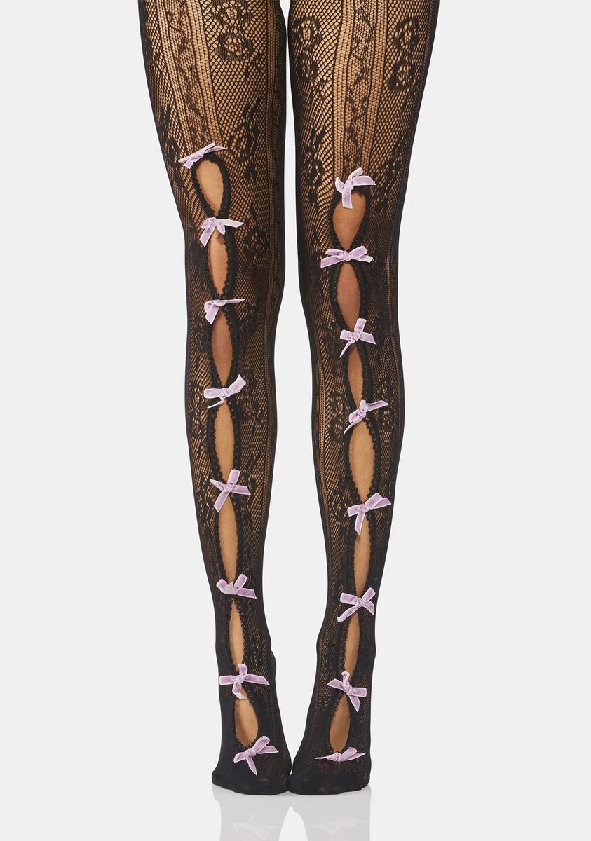 No Dress Purple Bow Fishnet Stockings No Dress Purple Bow Fishnet Stockings
