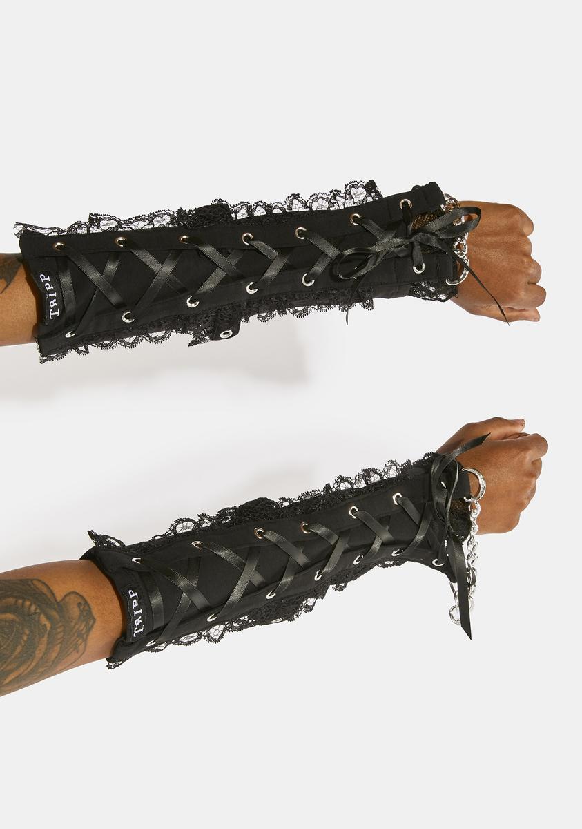 Tripp NYC Lace Arm Warmer Gloves - Black – Dolls Kill