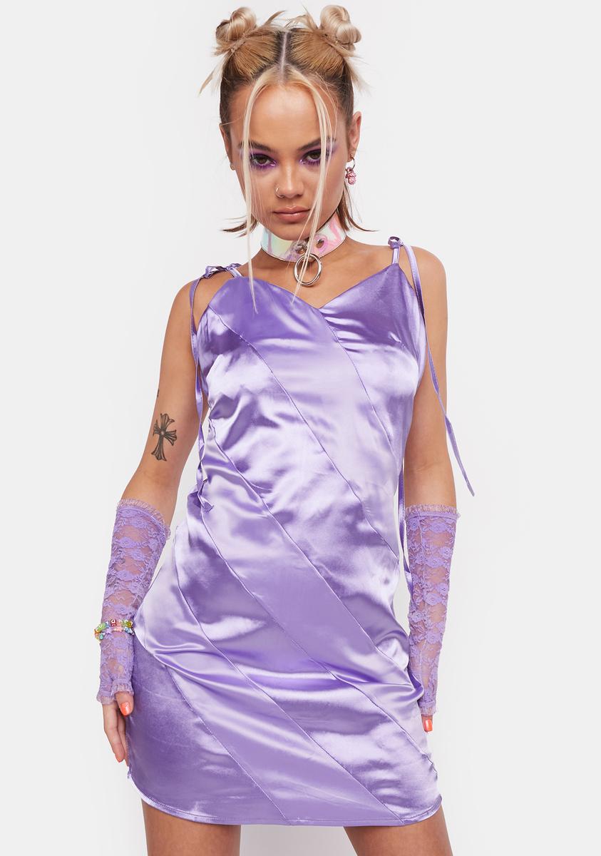 dollskill purple dress Widow Velvet Mini Dress With Bell Sleeves And Cross Charm