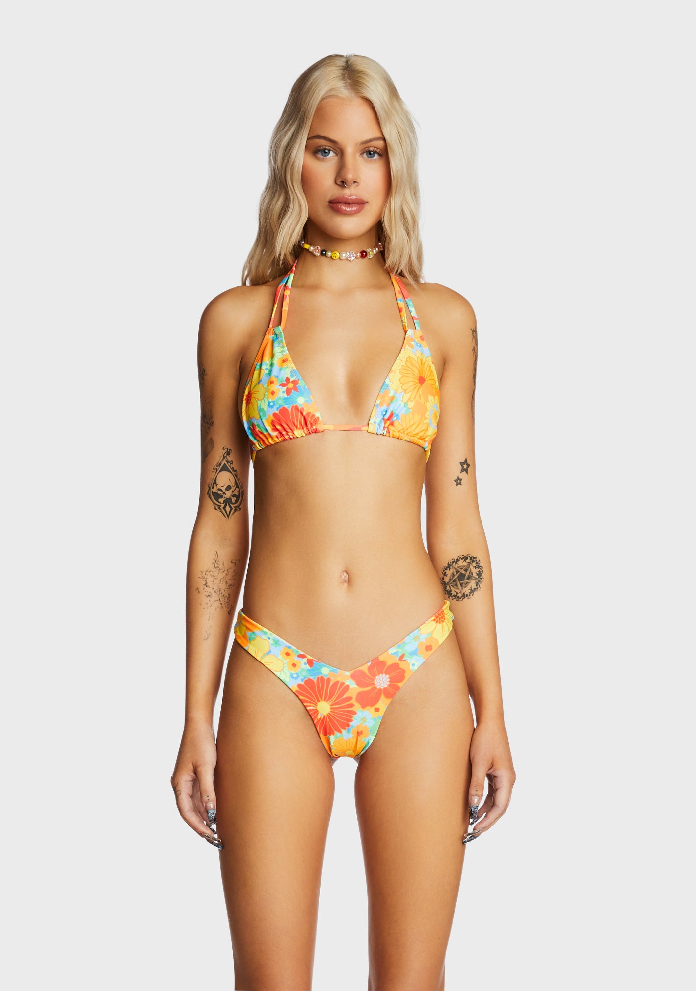 Kulani Kinis Halter Bralette Bikini Top - Multi Floral