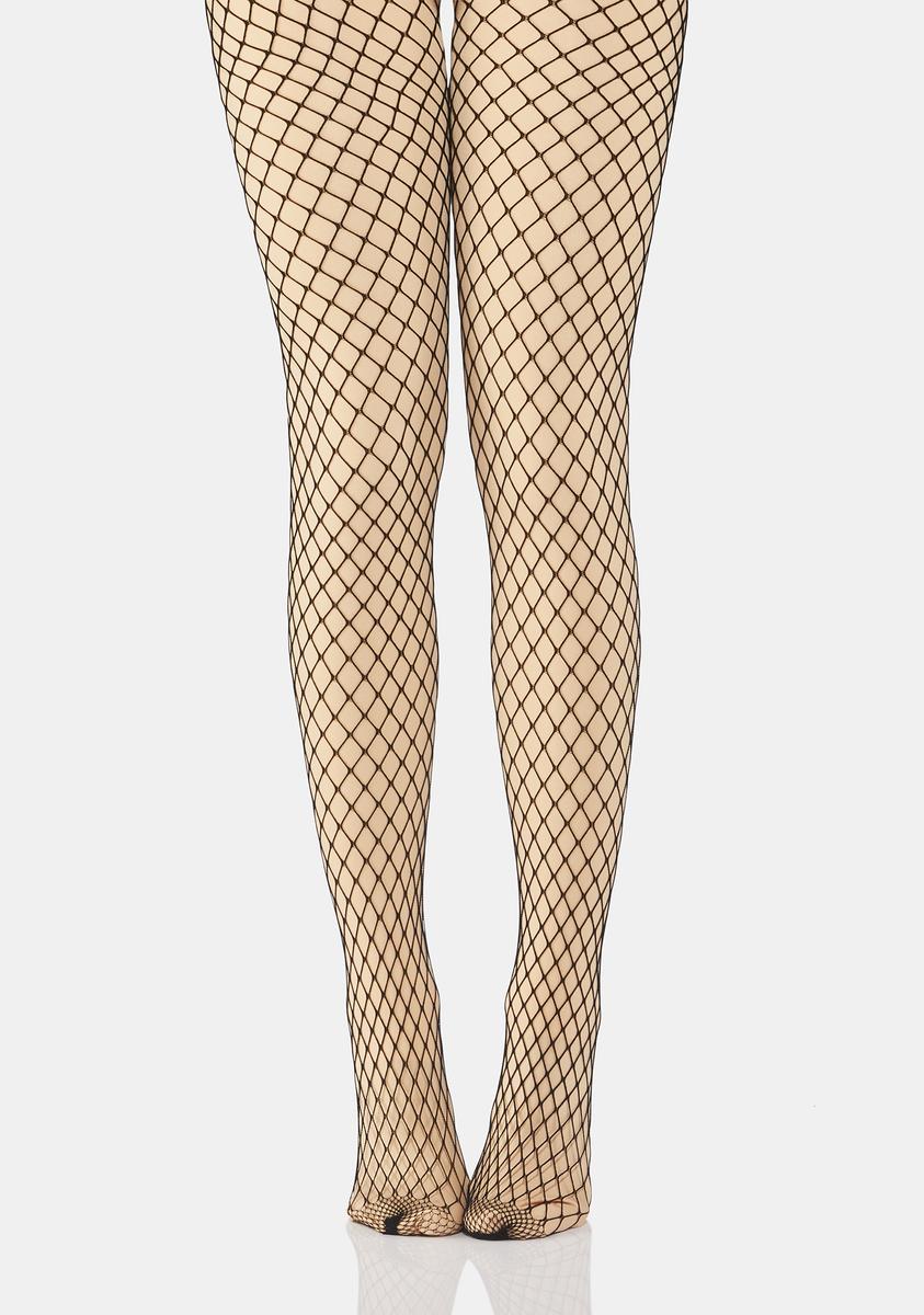 Layered Fishnet Tights - Black/Nude