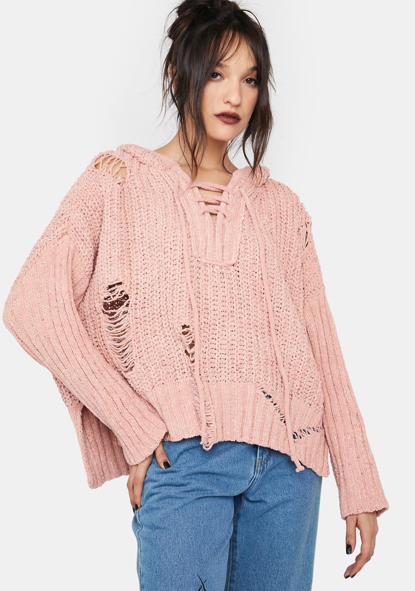 Distressed Sweater Hoodie Pink Dolls Kill distressed-sweater-hoodie-pink-dolls-kill