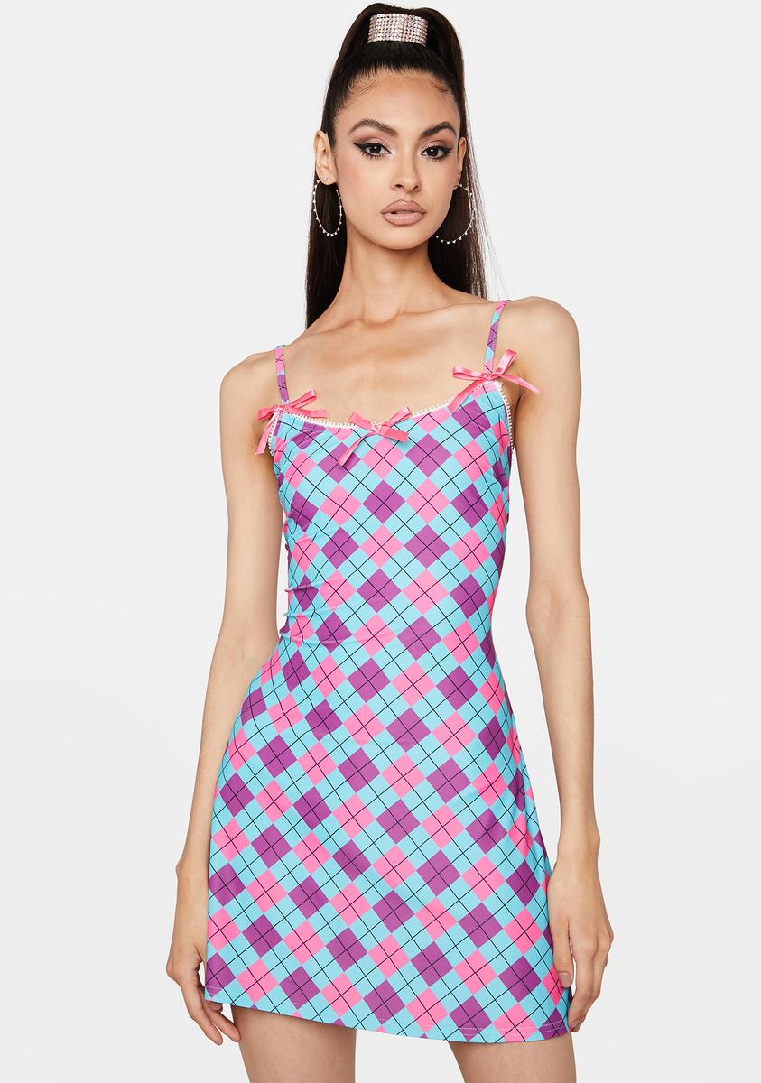 argyle mini dress Argyle Print Mini Dress