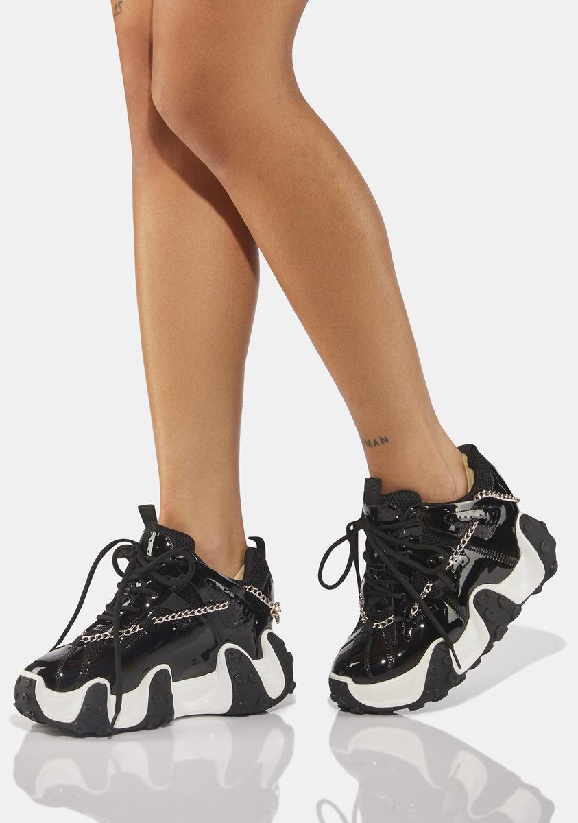 Anthony Wang Platform Wedge Paneled Sneakers Black – Dolls Kill