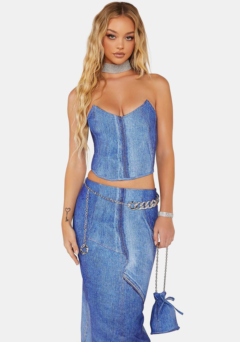 Trickz N Treatz Denim Award Show Y2k Popstar Costume - Blue