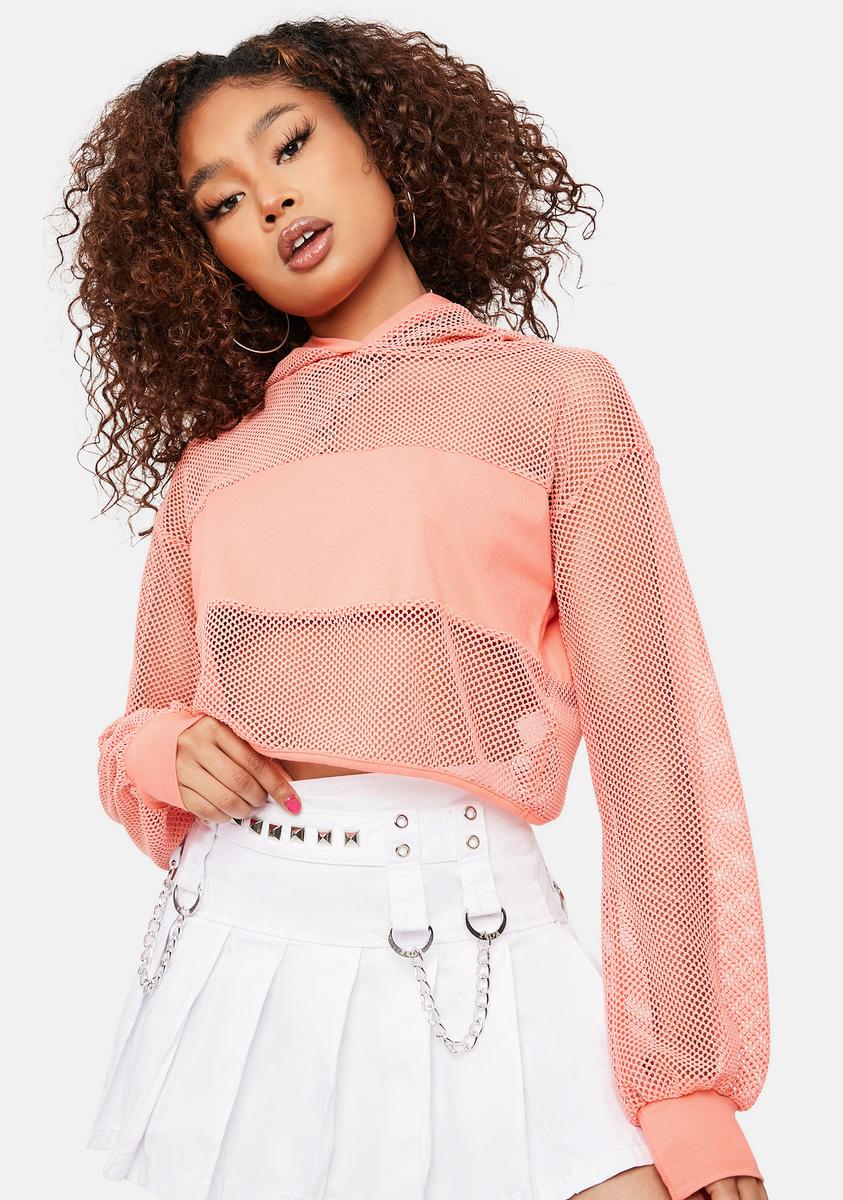 Fishnet Crop Hoodie