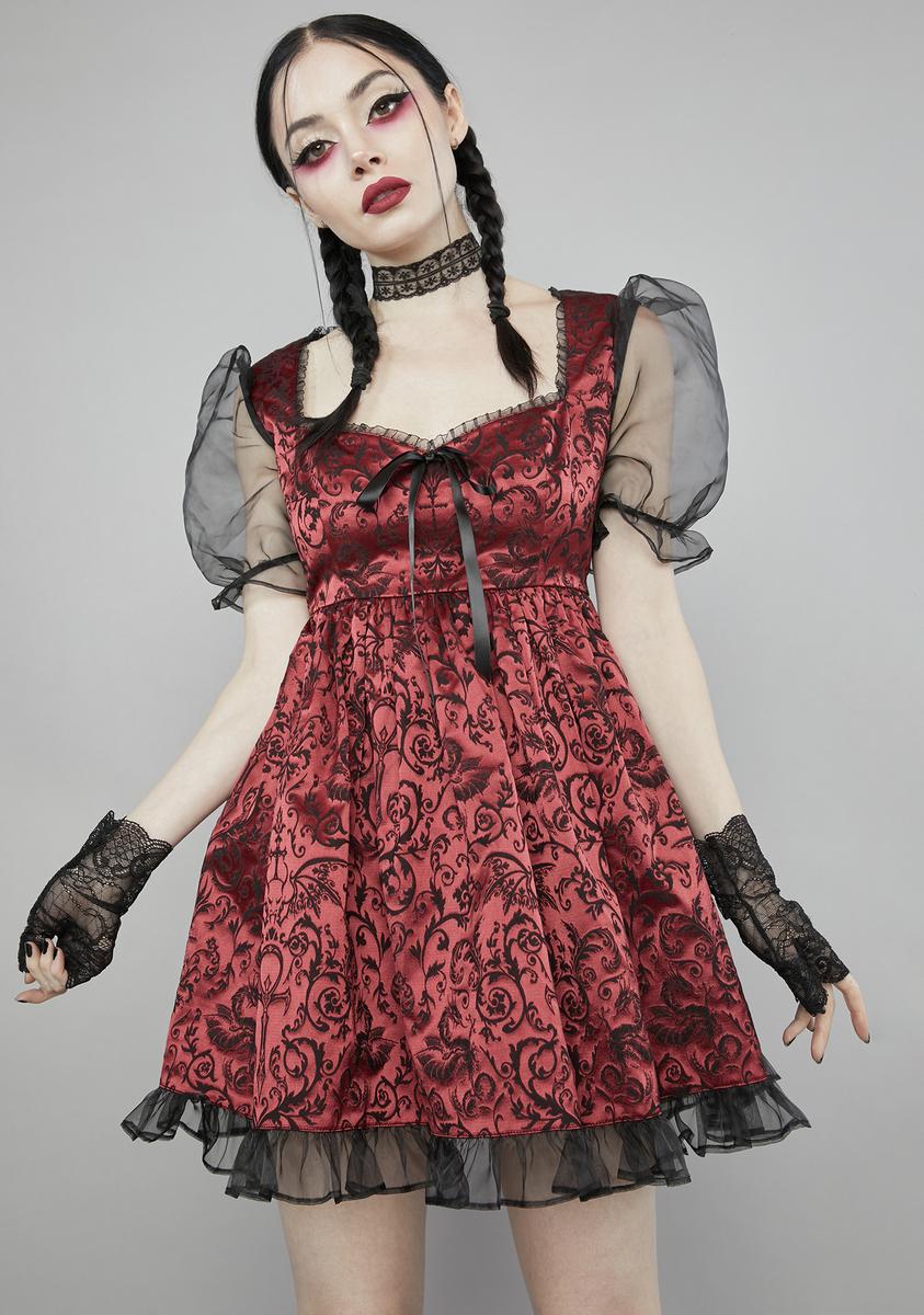 dolls kill homecoming dresses Unholy Satin Embroidered Sequin Maxi Dress