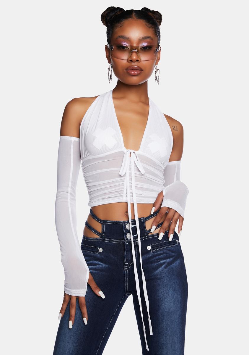 ruched halter crop top