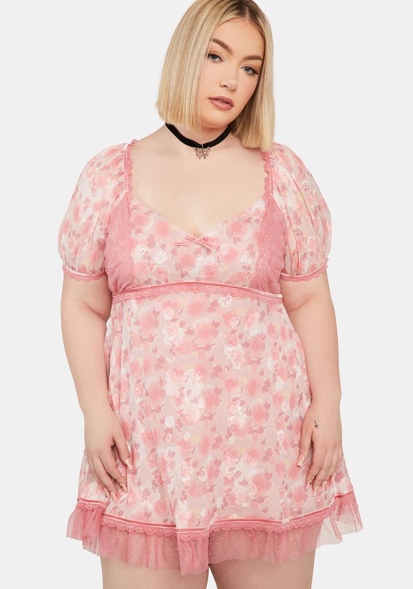 Plus Size Delia's Chiffon Floral Babydoll Mini Dress - Pink Dolls Kill Plus Size Delia's Chiffon Floral Babydoll Mini Dress - Pink Dolls Kill