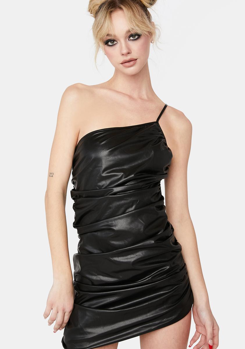 Jagger & Stone Ruched Vegan Leather Mini Dress
