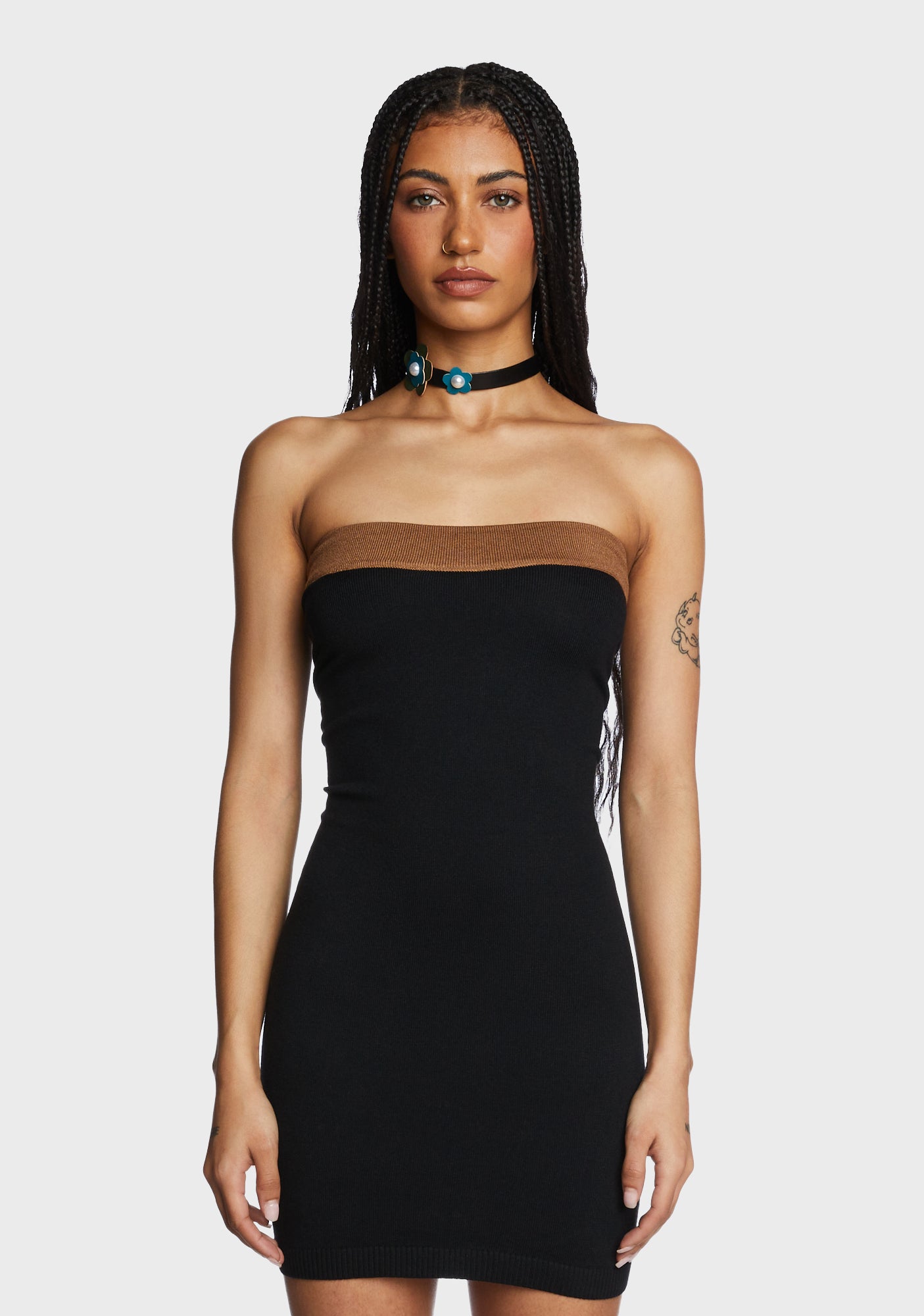 Knit Color Blocked Mini Dress - Black Dolls Kill Knit Color Blocked Mini Dress - Black Dolls Kill