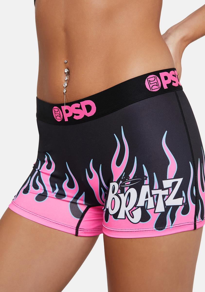 PSD Underwear Flame Bratz Print Boy Shorts Pink/Black Dolls Kill