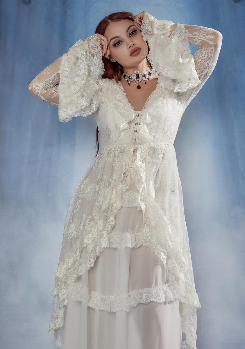 White lace duster cardigan hotsell