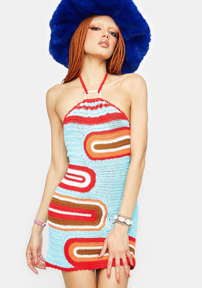 Crochet Halter Mini Dress