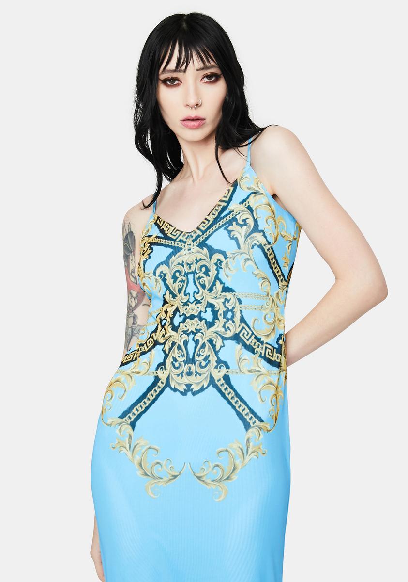 AFRM Teal Chain Amina Mesh Midi Dress – Dolls Kill