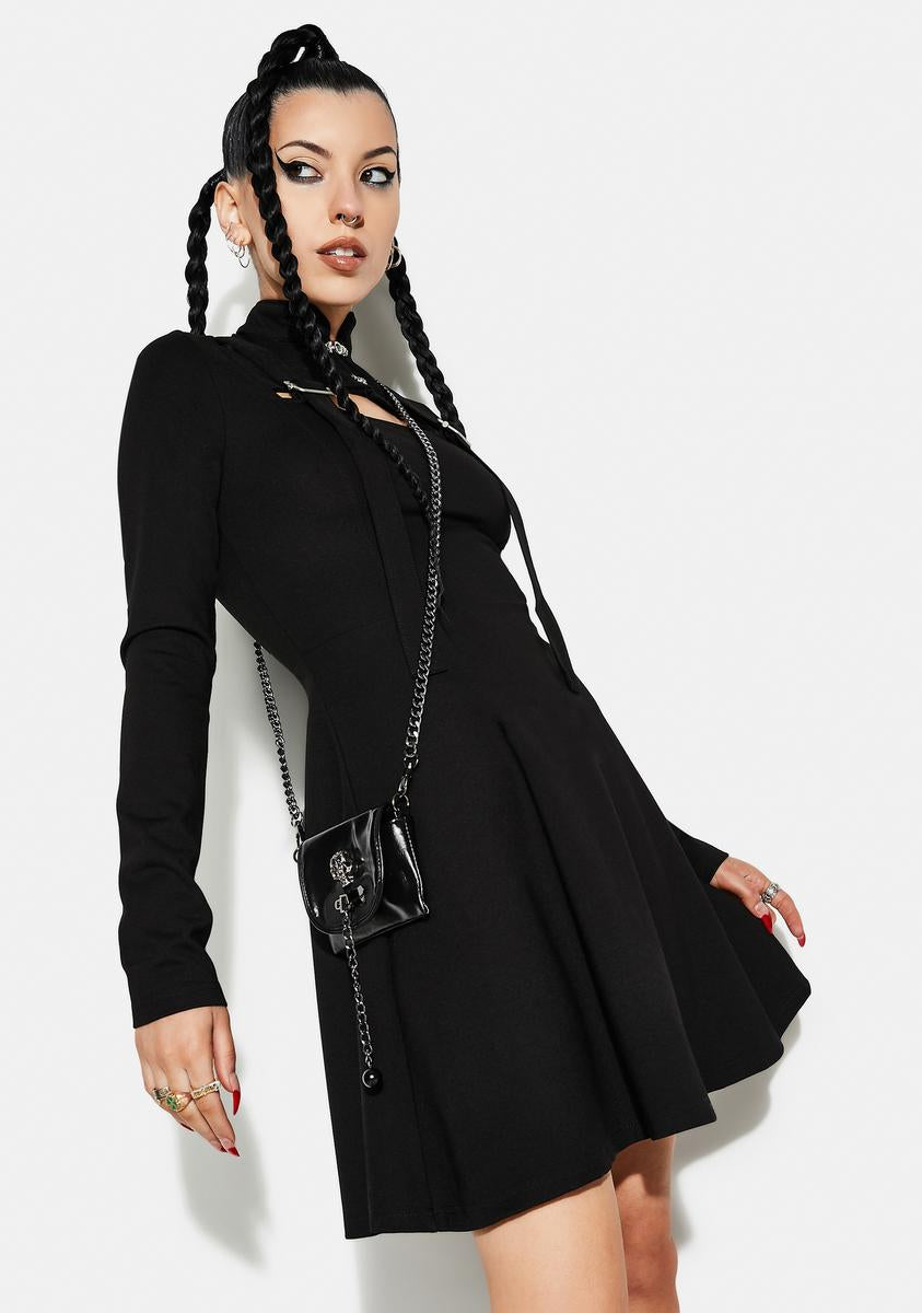 Punk Rave Gothic Stand Collar Strappy Dress – Dolls Kill
