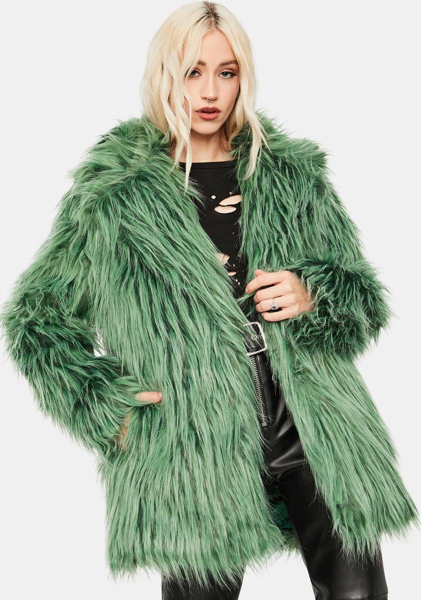 Glamorous Green Faux Fur Coat Dolls Kill