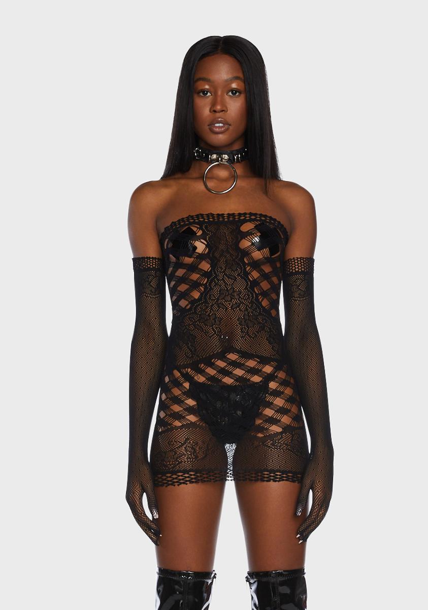 fishnet lace dress La Femme 32408 Corset Bodice Fishnet Prom Dress