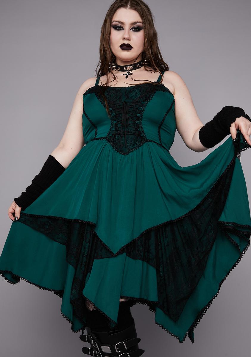 Plus Size Widow Lace Up Layered Midi Dress