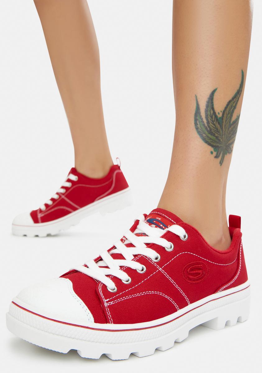 Skechers Roadies Low Top Sneakers Red – Dolls Kill