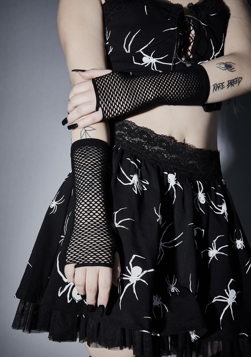 Midnight Enchanted Siren Fishnet Gloves - Black / One Size